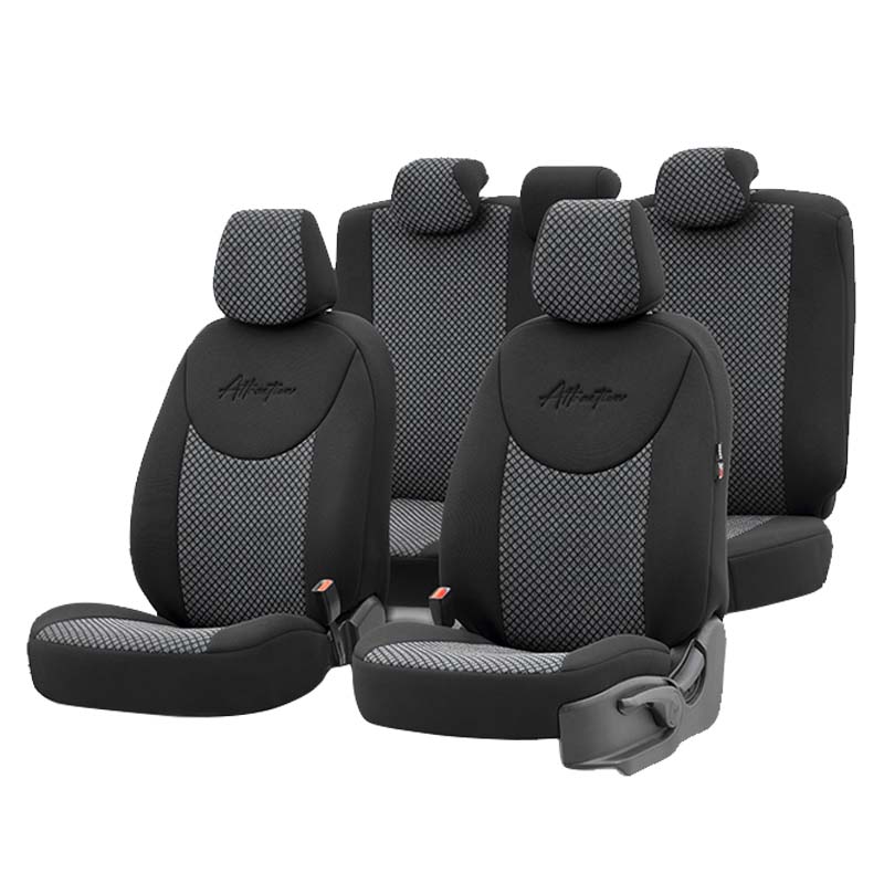 Βλησαρούλης Car Center - Καλύμματα Αυτοκινήτου Otom Attraction Design Universal Βαμβακερό Ύφασμα / Rachel Σετ Εμπρός / Πίσω 11 Τεμαχίων Μαύρο - Γκρι ATR-1301