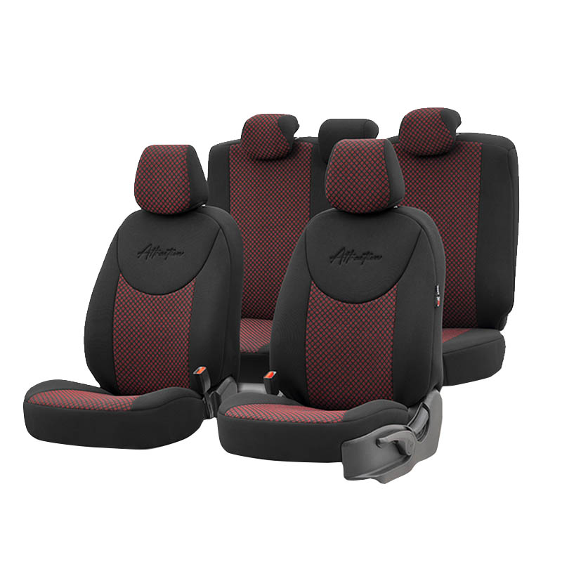 Βλησαρούλης Car Center - Καλύμματα Αυτοκινήτου Otom Attraction Design Universal Βαμβακερό Ύφασμα / Rachel Σετ Εμπρός / Πίσω 11 Τεμαχίων Μαύρο - Κόκκινο ATR-1302