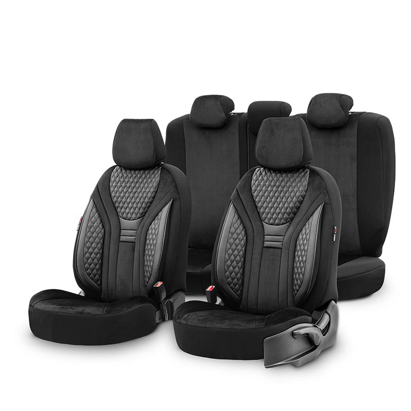 Βλησαρούλης Car Center - Καλύμματα Αυτοκινήτου Otom Infinity Design Universal Sued / Δερματίνη Καπιτονέ / Rachel Σετ Εμπρός / Πίσω 11 Τεμαχίων Μαύρο INF-2001