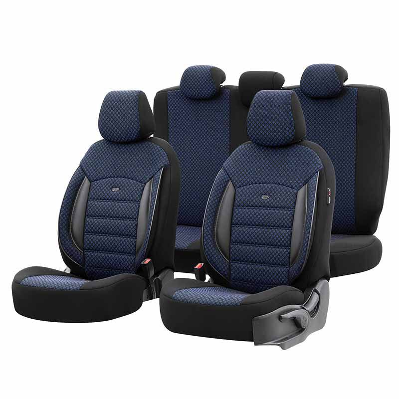 Βλησαρούλης Car Center - Καλύμματα Αυτοκινήτου Otom Sport Plus Design Universal Βαμβακερό Ύφασμα / Rachel / Δερματίνη Σετ Εμπρός / Πίσω 11 Τεμαχίων Μαύρο / Μπλε SPTPLS-104