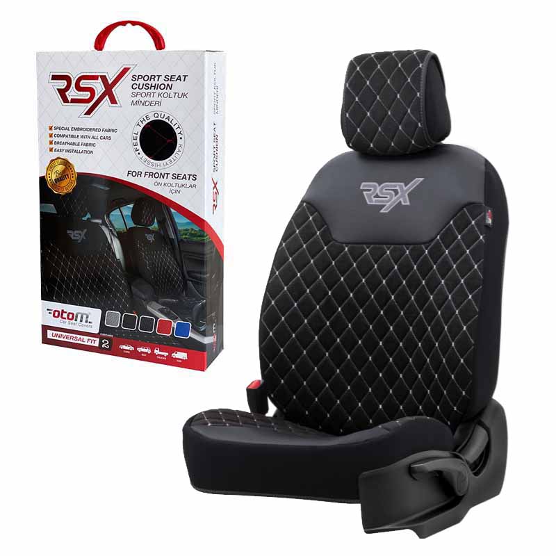 Βλησαρούλης Car Center - Ημικάλυμμα Αυτοκινήτου Otom RSX Diamond Sued / Δερματίνη Κεντητή Καπιτονέ Μαύρο Με Άσπρη Ραφή RSXT-102 1 Τεμάχιο
