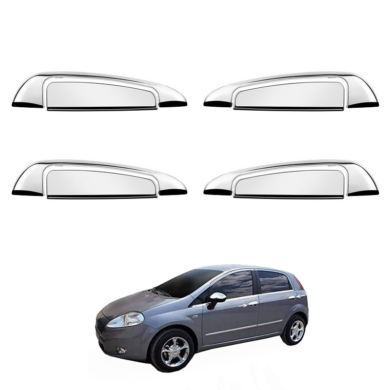 Βλησαρούλης Car Center - Καλύμματα Χερουλιών Πόρτας Από Ανοξείδωτο Ατσάλι (Steel) Για Fiat Grande Punto 2005-2010 Σετ 8 Τεμαχίων