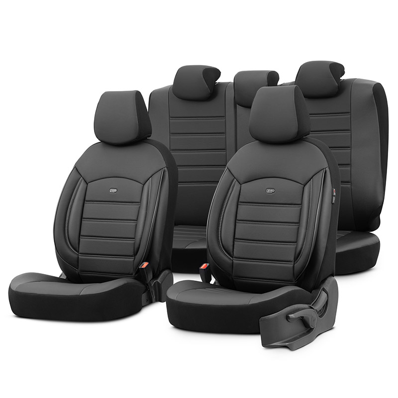 Βλησαρούλης Car Center - Καλύμματα Αυτοκινήτου Otom Inspire Design Universal Full Δερματίνη Σετ Εμπρός / Πίσω 11 Τεμαχίων Μαύρο INS-3501