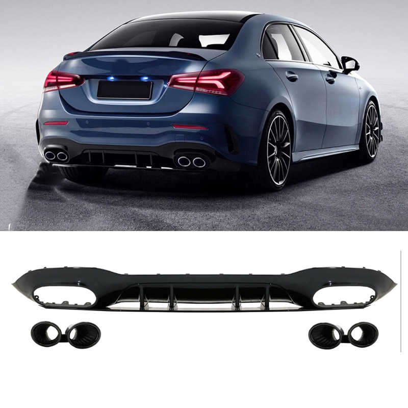 Βλησαρούλης Car Center - Diffuser Πίσω Προφυλακτήρα Για Mercedes-Benz A-Class W177 19+ Sedan Amg Look Με Μαύρες Μπούκες