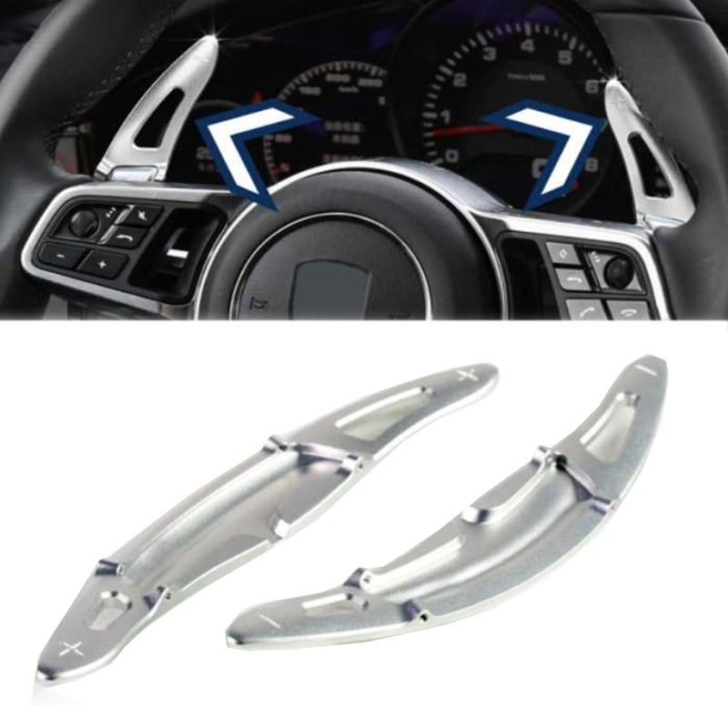 Βλησαρούλης Car Center - Paddles Shift Αλουμινίου Για Porsche Panamera 17+ / Macan 14+ / Cayenne 15+ / Boxter 718 16+ / Carrera 911 16+ Ασημί 2 Τεμάχια