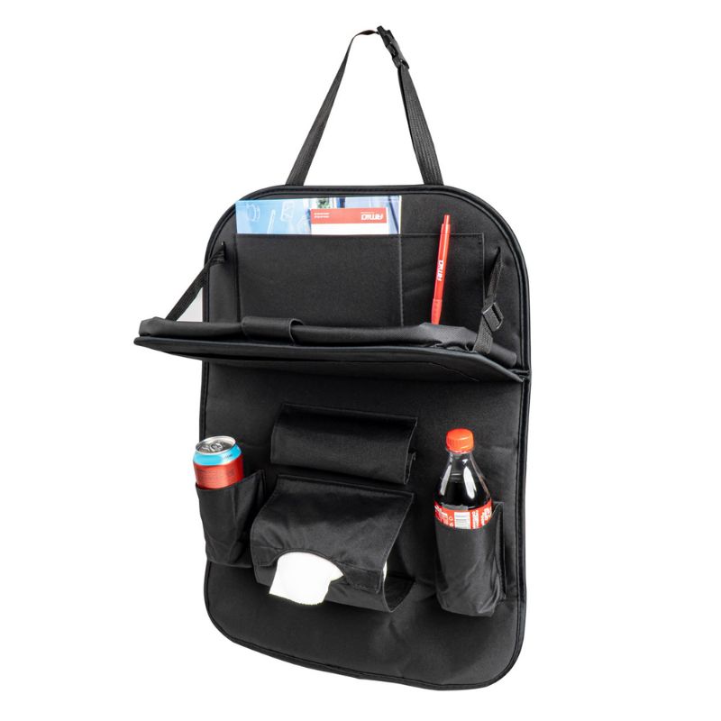 Βλησαρούλης Car Center - Θήκη Οργάνωσης - Organizer / Πτυσσόμενο Τραπεζάκι Πλάτης Καθίσματος Αυτοκινήτου Μαύρο Χρώμα 47cm x 64cm 1 Τεμάχιο Amio 03128
