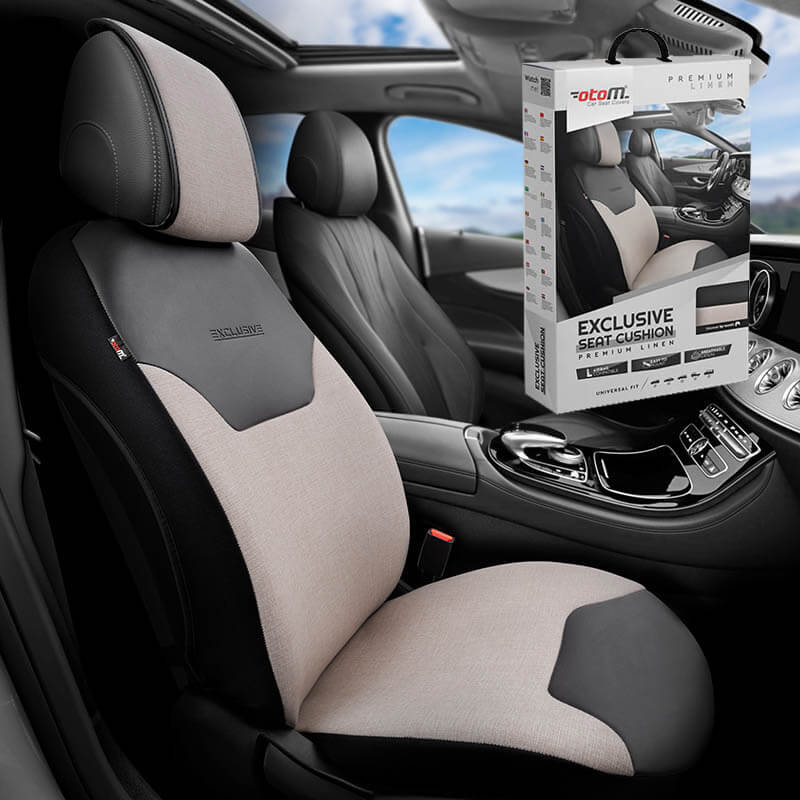 Βλησαρούλης Car Center - Ημικάλυμμα Αυτοκινήτου Otom "Exclusive" Από Λινό Ύφασμα Με Δερματίνη Μπεζ / Μαύρο EXLN-103 1 Τεμάχιο