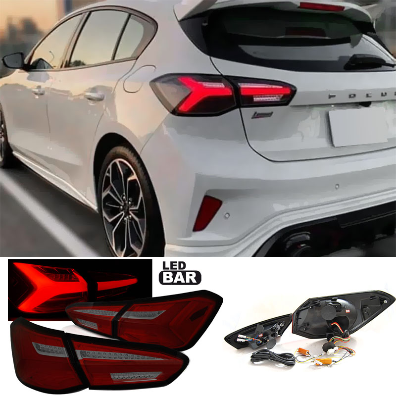 Βλησαρούλης Car Center - Πισινά Φανάρια Set Για Ford Focus 18-21 Hatchback 3D/5D Led  Κόκκινο/Smoke