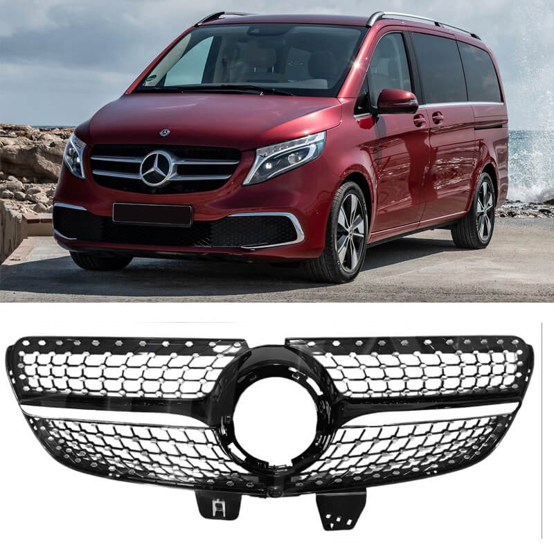 Βλησαρούλης Car Center - Μάσκα Για Mercedes-Benz Vito W447 20+ Diamond Look Μαύρο/Χρώμιο 1 Τεμάχιο