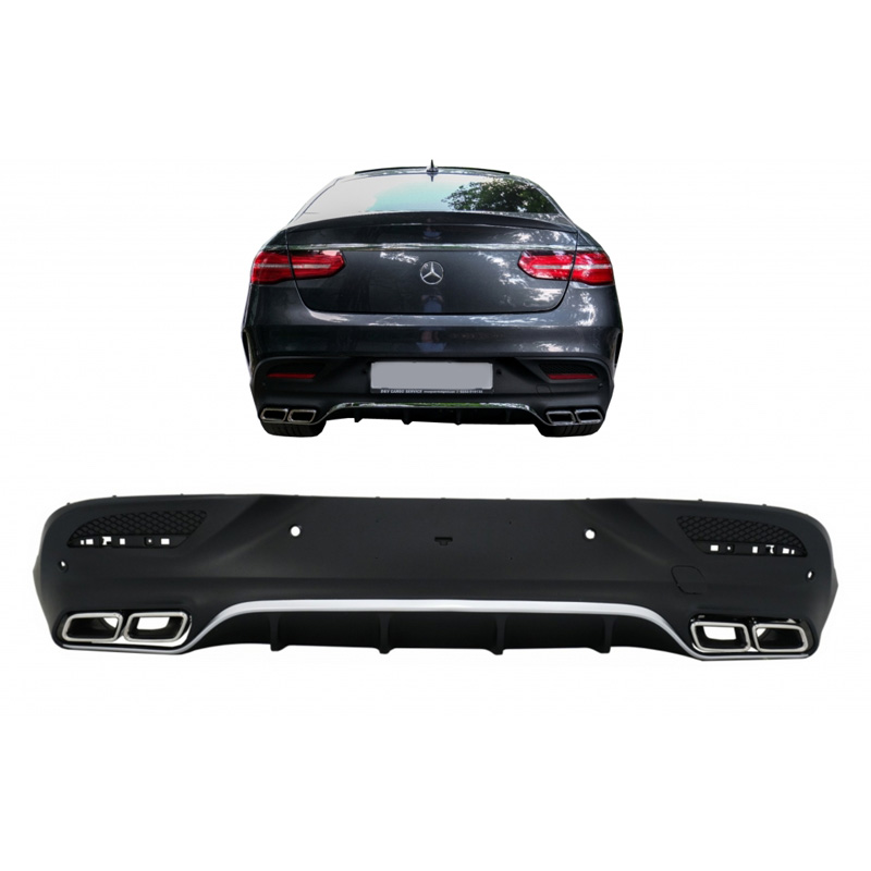 Βλησαρούλης Car Center - Diffuser Πίσω Προφυλακτήρα Για Mercedes-Benz GLE Coupe C292 2015-2019 GLE63 Amg Look Για Amg Sport Line Προφυλακτήρες Σετ Με Μπούκες Χρωμίου
