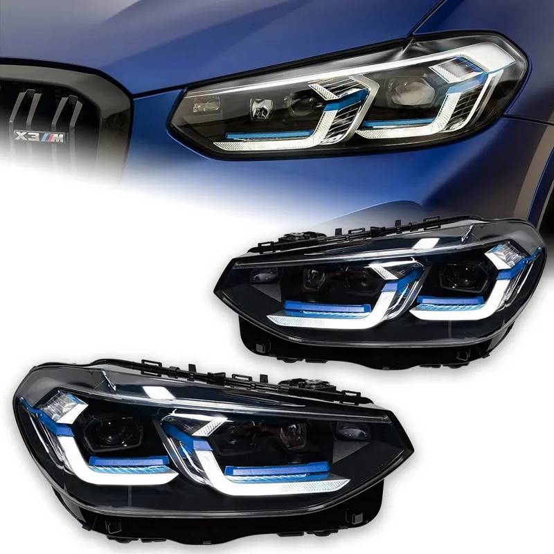 Βλησαρούλης Car Center - Μπροστινά Φανάρια Set Για Bmw Χ3 G01 / G08 18-22 Led Laser Style Μαύρα Carner
