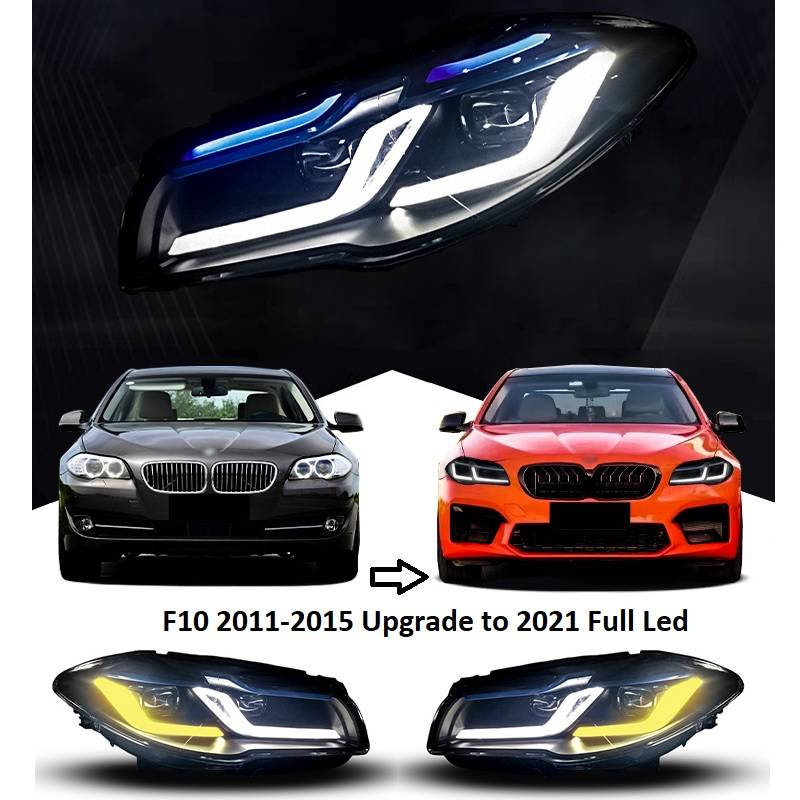 Βλησαρούλης Car Center - Μπροστινά Φανάρια Set Για Bmw 5 F10 /F18 11-17 G30 Look Full Led Laser Style Black Carner