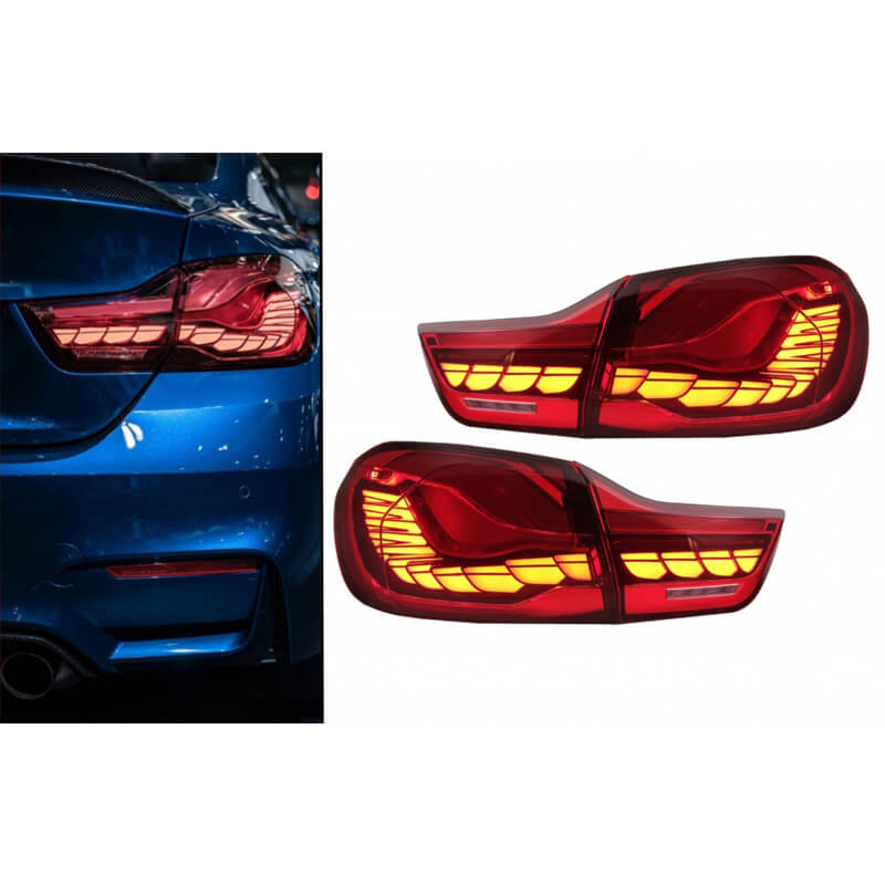 Βλησαρούλης Car Center - Πισινά Φανάρια Set Για Bmw 4 F32 F33 F36 M4 F82 F83 (2013-03.2019) OLed Dynamic Start Up Κόκκινο/Crystal Vland