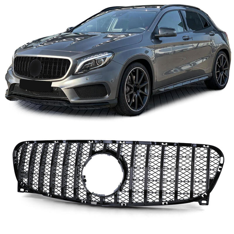 Βλησαρούλης Car Center - Μάσκα Για Mercedes-Benz GLA X156 13-16 Panamericana Look Μαύρο Γυαλιστερό 1 Τεμάχιο