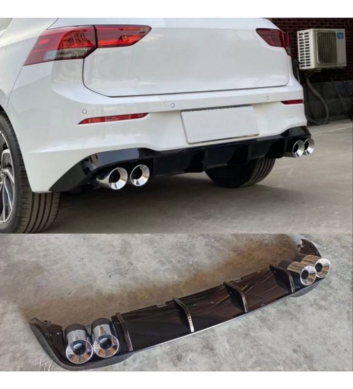 Βλησαρούλης Car Center - Diffuser Πίσω Προφυλακτήρα Για VW Golf VIII (8) 2019+ R-Look Με Διακοσμητικές Απολήξεις Για Life Style & Impression Έκδοση Προφυλακτήρα Γυαλιστερό Μαύρο Από Abs Πλαστικό
