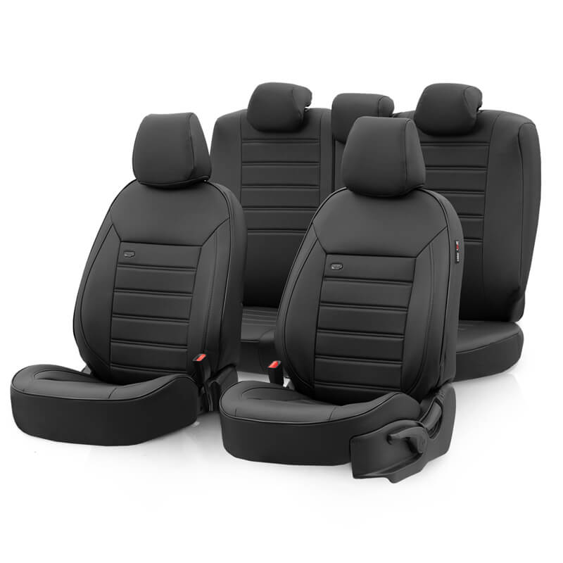 Βλησαρούλης Car Center - Καλύμματα Αυτοκινήτου Otom Premium Design Universal Full Δερματίνη Σετ Εμπρός / Πίσω 11 Τεμαχίων Μαύρο PRM-101