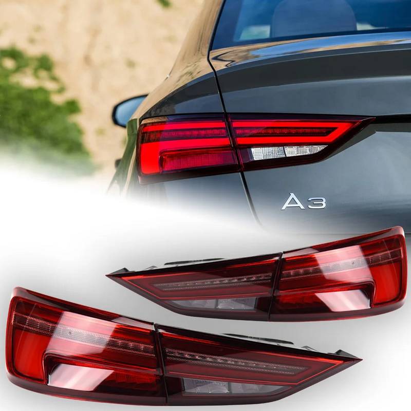 Βλησαρούλης Car Center - Πισινά Φανάρια Set Για Audi A3 8V 2013-2019 Sedan Led Bar Κόκκινο/Φιμέ