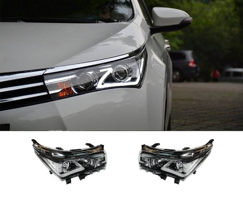 Βλησαρούλης Car Center - Μπροστινά Φανάρια Set Για Toyota Corolla E170 2014-2017 Led DRL Μαύρα