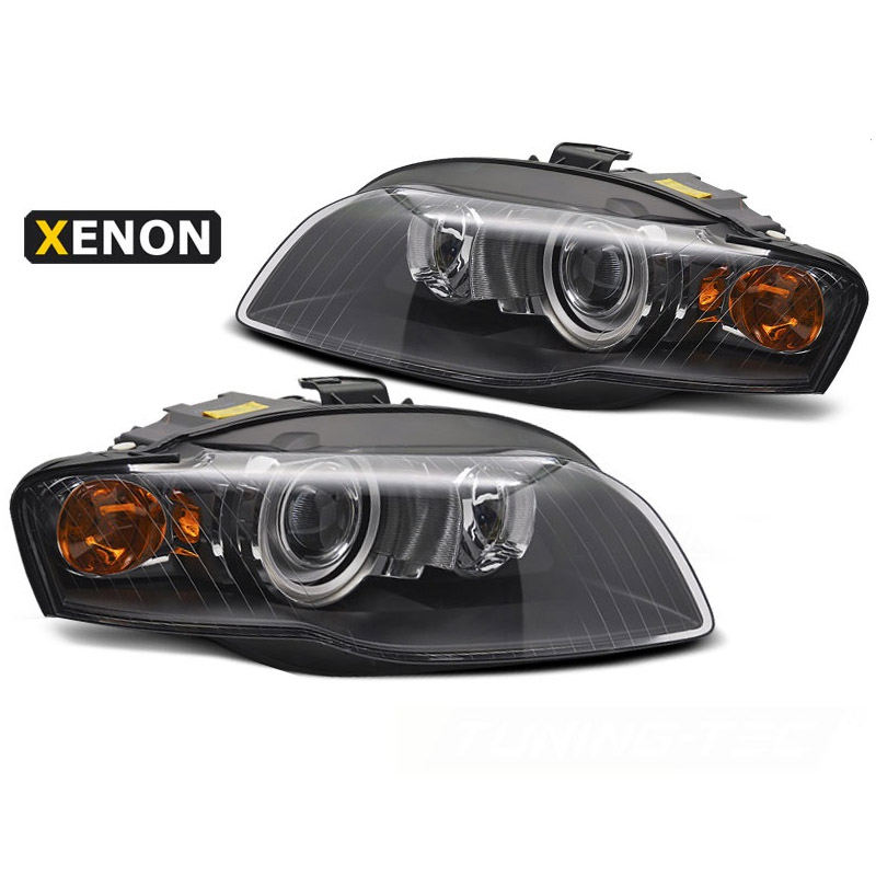 Βλησαρούλης Car Center - Μπροστινά Φανάρια Set Για Audi A4 B7 04-08 D1S Xenon Μαύρα Με Μοτέρ TYC