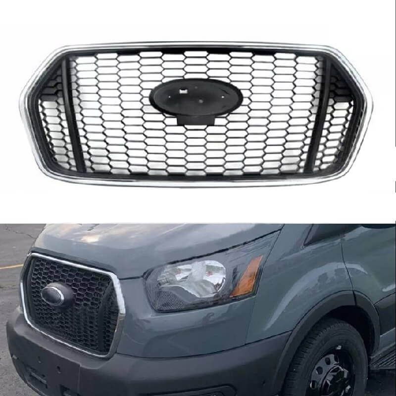 Βλησαρούλης Car Center - Μάσκα Για Ford Transit 2020-2022 RS Look Honeycomb Μαύρη Με Χρώμιο 1 Τεμάχιο