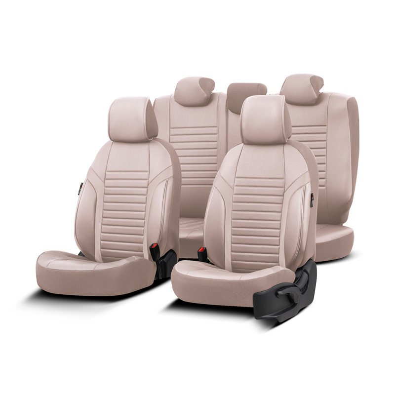 Βλησαρούλης Car Center - Καλύμματα Αυτοκινήτου Otom Coral Design Universal Full Δερματίνη Σετ Εμπρός / Πίσω 11 Τεμαχίων Μπεζ CRΑL-102
