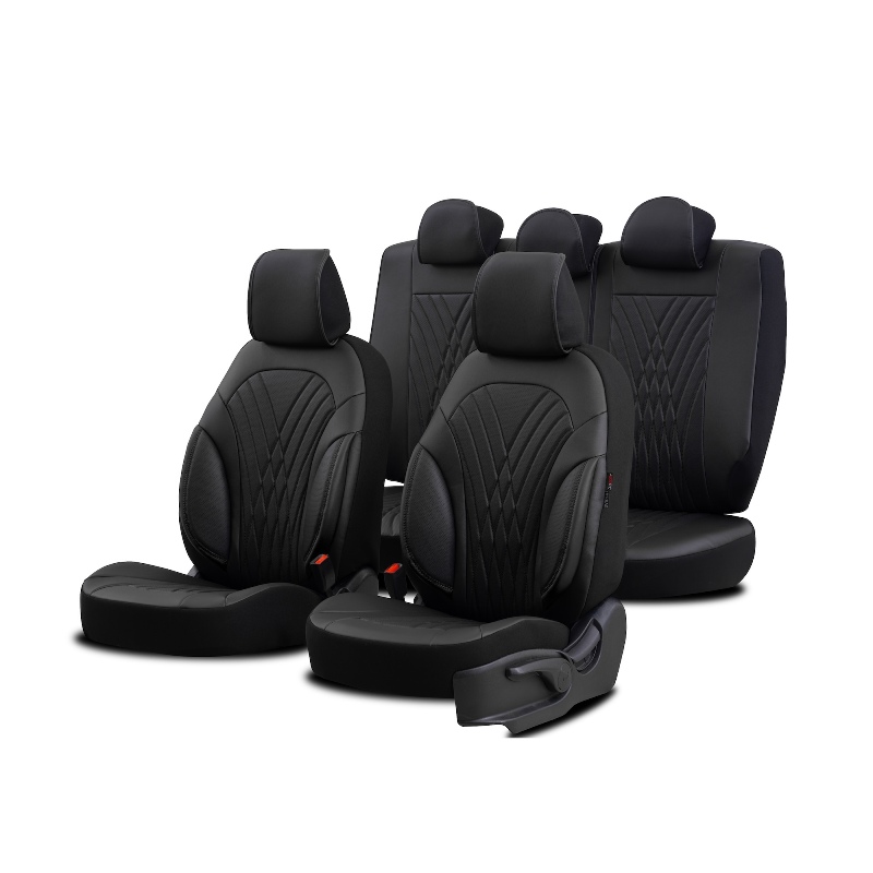 Βλησαρούλης Car Center - Καλύμματα Αυτοκινήτου Otom Progressive Design Universal Full Δερματίνη Σετ Εμπρός / Πίσω 11 Τεμαχίων Μαύρο PRG-101