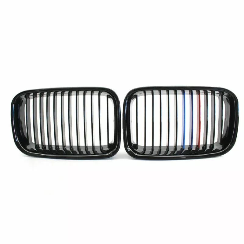 Βλησαρούλης Car Center - Καρδιές Μάσκας Για Bmw 3 E36 90-96 Με Μονή Γρίλια Tri-color / Μαύρο Γυαλιστερό 2 Τεμάχια