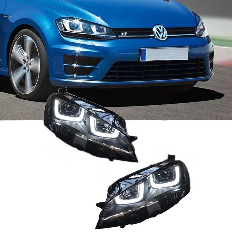 Βλησαρούλης Car Center - Μπροστινά Φανάρια U-Type Led Chrome Με Φώτα Ημέρας DRL Volkswagen Golf 7