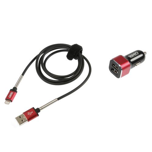 Βλησαρούλης Car Center - Lampa ΦΟΡΤΙΣΤΗΣ ΑΝΑΠΤΗΡΑ ΓΙΑ APPLE 12/24V ΜΕ 2 USB 2500mA ΜΕ ΚΑΛΩΔΙΟ 100cm FAST CHARGE (ΚΟΚΚΙΝΟ) L3884.4/T
