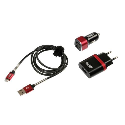 Βλησαρούλης Car Center - Lampa ΦΟΡΤΙΣΤΗΣ ΑΝΑΠΤΗΡΑ ΓΙΑ APPLE 12/24V 1USB 2500mA +ΠΡΙΖΑ 1000mA 100/230V FAST CHARGE (ΚΟΚΚΙΝΟ) L3884.5/T