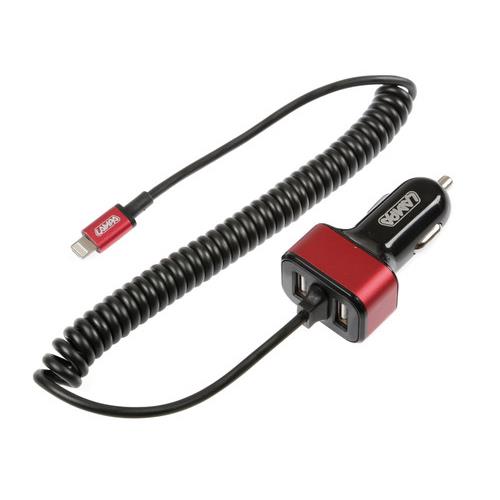 Βλησαρούλης Car Center - Lampa ΦΟΡΤΙΣΤΗΣ ΑΝΑΠΤΗΡΑ ΓΙΑ APPLE 12/24V 5800mA ΔΙΠΛΗ ΘΥΡΑ USB ΚΑΙ ΚΑΛΩΔΙΟ 150cm FAST CHARGE (ΚΟΚΚΙΝΟ) L3884.3/T