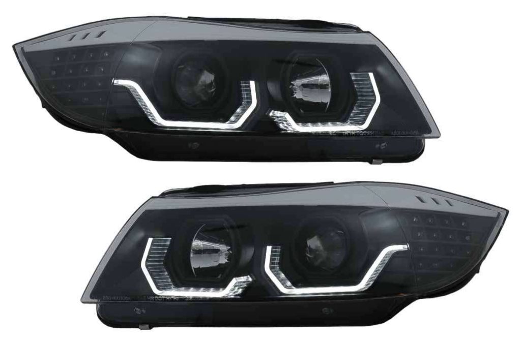 Βλησαρούλης Car Center - 3D LED Angel Eyes Headlights suitable for BMW 3 Series E90 Limousine E91 Touring (03.2005-08.2008) LHD Black