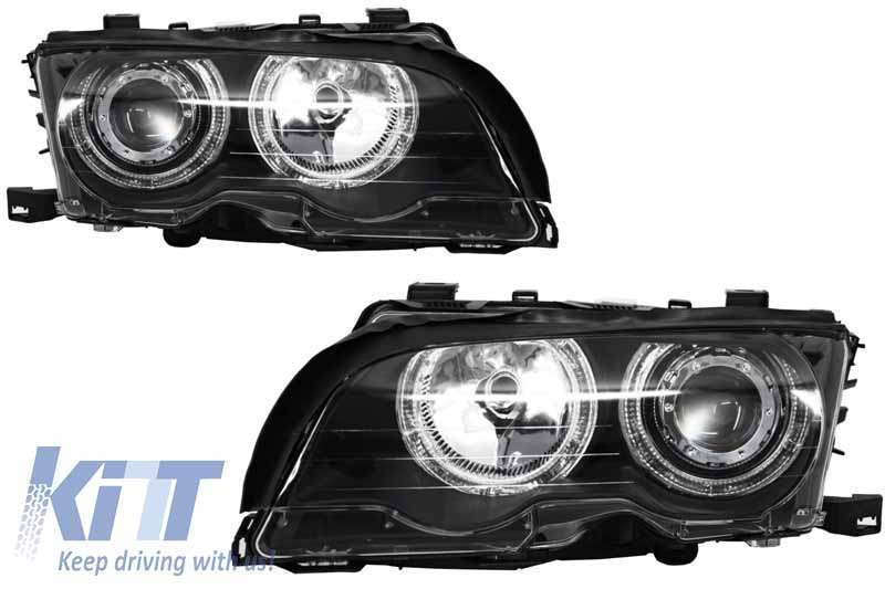 Βλησαρούλης Car Center - Angel Eyes Headlights suitable for BMW 3 Series E46 Coupe/Cabrio (1998-2003) Black Edition