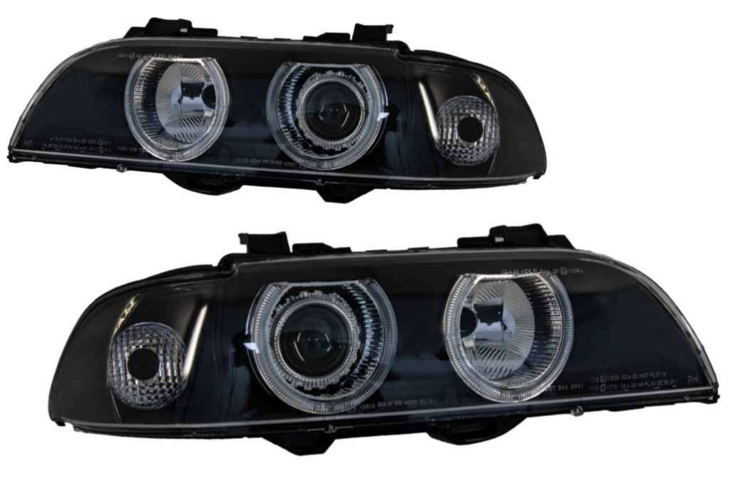 Βλησαρούλης Car Center - Angel Eyes Headlights suitable for BMW 5 Series E39 Sedan Touring (1996-2003) Black Grey Edition