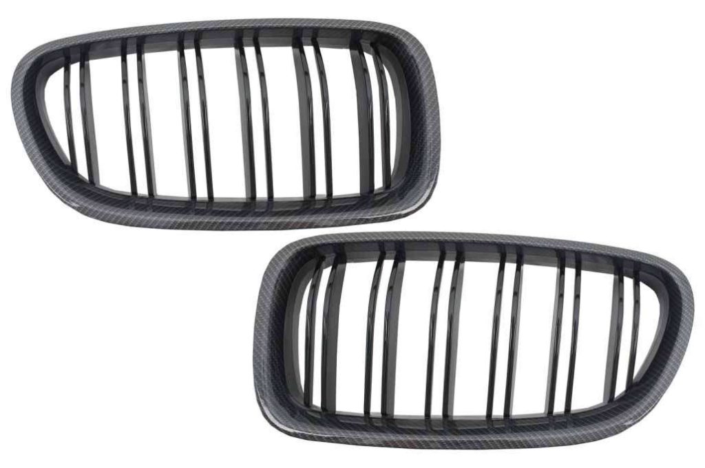 Βλησαρούλης Car Center - Central Grilles Kidney Carbon suitable for BMW 5 Series F10 F11 (2010-up) Double Piano Black Stripe M Design
