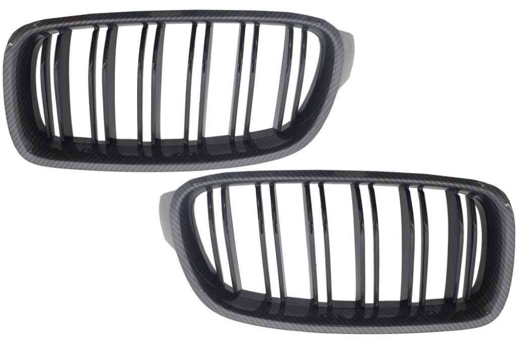 Βλησαρούλης Car Center - Central Grilles Kidney Carbon suitable for BMW F30 F31 Double Piano Black Stripe M Design