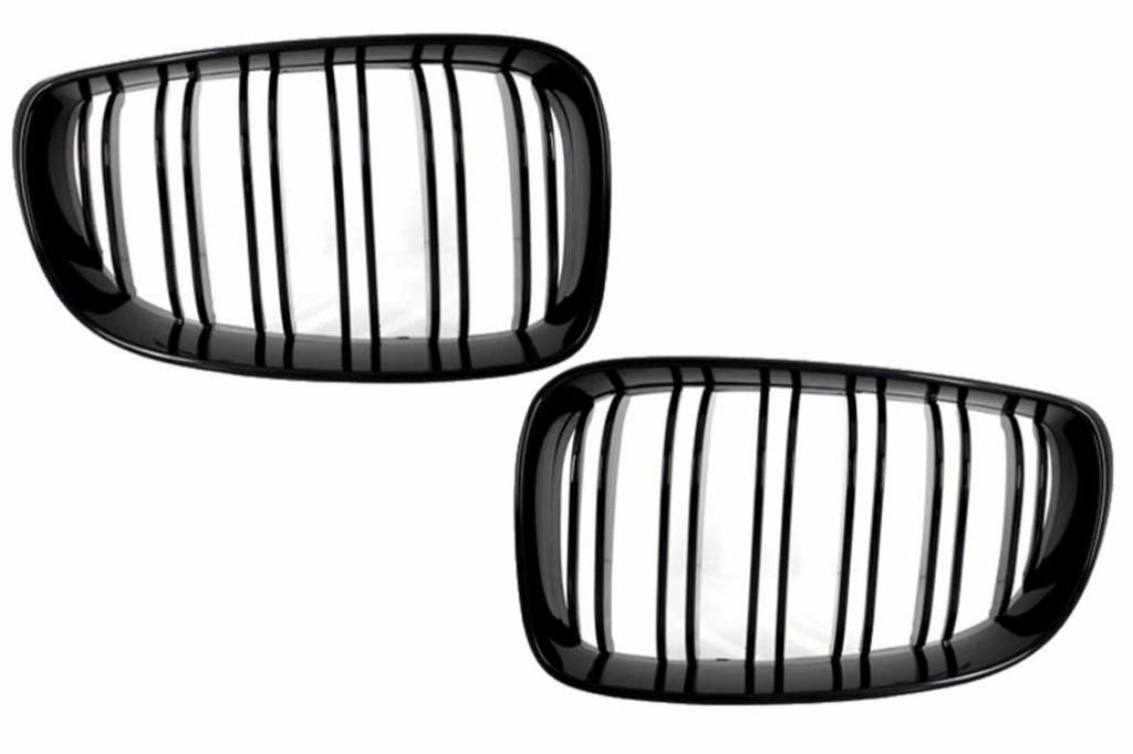 Βλησαρούλης Car Center - Central Grilles Kidney Grilles suitable for BMW 1 Series E81 E82 E87 E88 M1 M (2007-2011) LCI Double Stripe M Design Piano Black