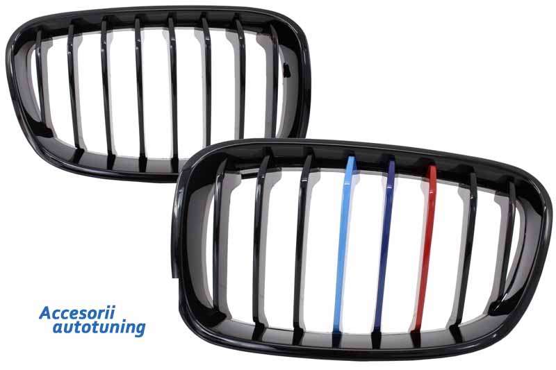 Βλησαρούλης Car Center - Central Grilles Kidney Grilles suitable for BMW 1 Series F20 F21 (2011-2014) M-Power 3 Color Design Piano Black