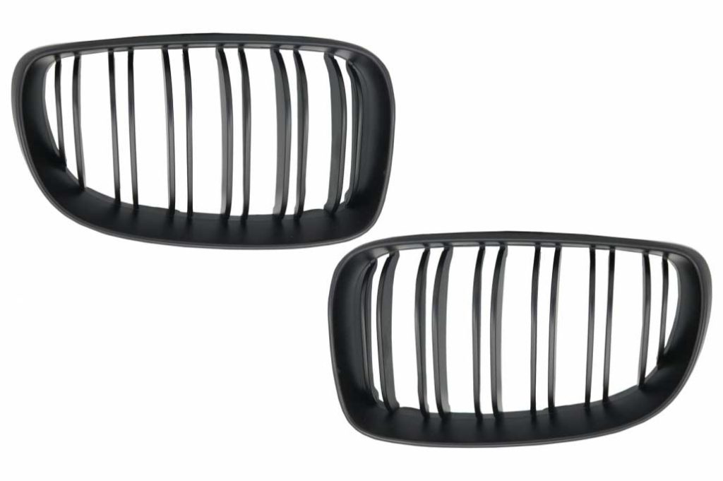 Βλησαρούλης Car Center - Central Grilles Kidney Grilles suitable for BMW 1 Series E81 E82 E87 E88 M1 M (2007-2011) LCI Double Stripe M Design Matt Black