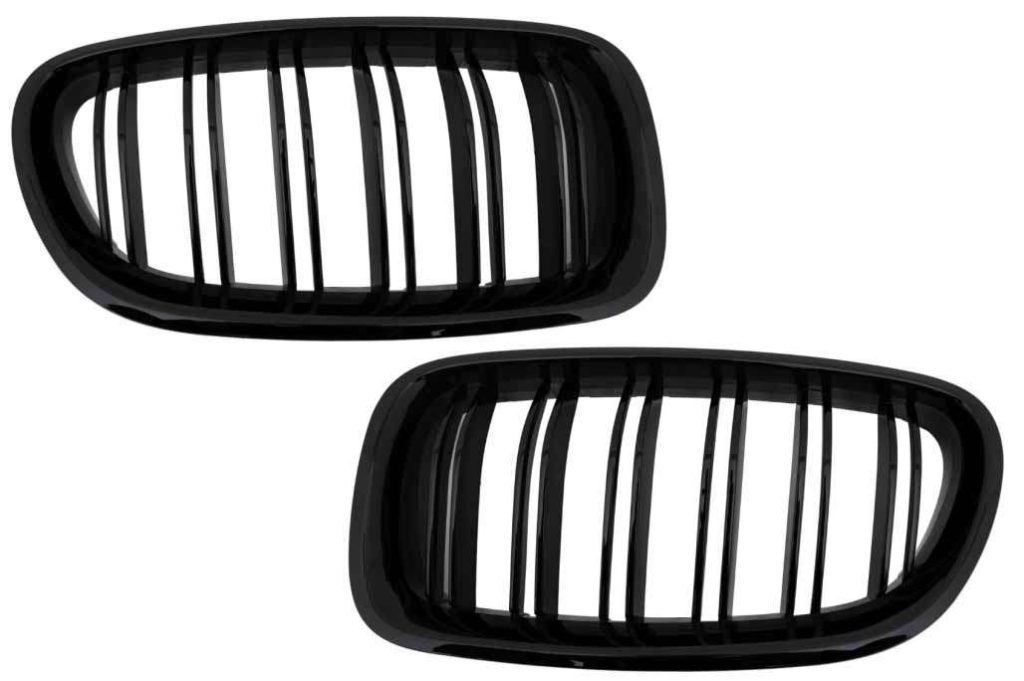 Βλησαρούλης Car Center - Central Grilles Kidney Grilles suitable for BMW F10 5 Series (2010-up) Double Stripe M Design Piano Black