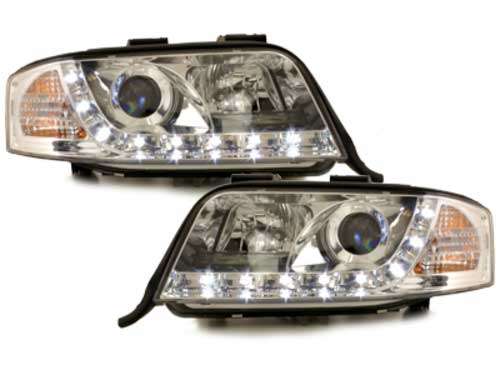 Βλησαρούλης Car Center - DAYLINE DRL LED Headlights suitable for Audi A6 4B (05.1997-05.2001) Chrome