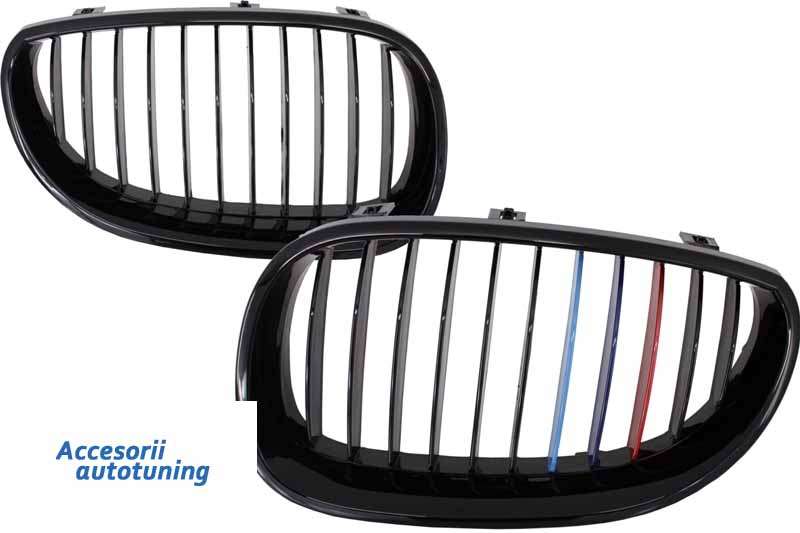 Βλησαρούλης Car Center - Front Grills suitable for BMW 5 Series E60 E61 Sedan Touring (2003-2009) Piano Black 3 Colors M-Power Design