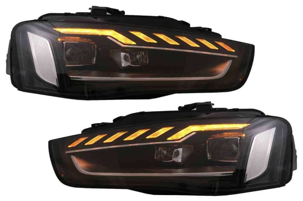 Βλησαρούλης Car Center - Full LED Headlights suitable for Audi A4 B8.5 Facelift (2012-2015) Dynamic Sequential Turning Light Black A4 B9.5 Design