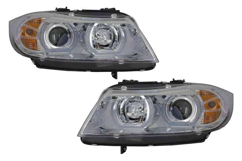 Βλησαρούλης Car Center - Headlights 3D LED Angel Eyes suitable for BMW E90 E91 (03.2005-08.2008) U-Type Chrome HID