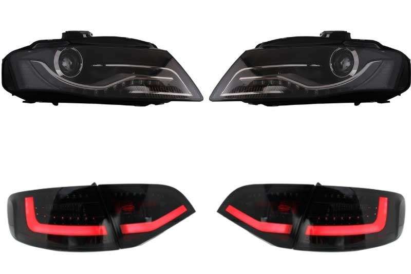 Βλησαρούλης Car Center - Headlights LED DRL suitable for AUDI A4 B8 8K Avant (2008-2011) with LED Taillights Black/Smoke