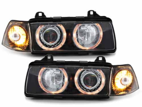 Βλησαρούλης Car Center - Headlights suitable for BMW 3 Series E36 Coupe / Cabrio (12.1990-08.1999) Angel Eyes Black