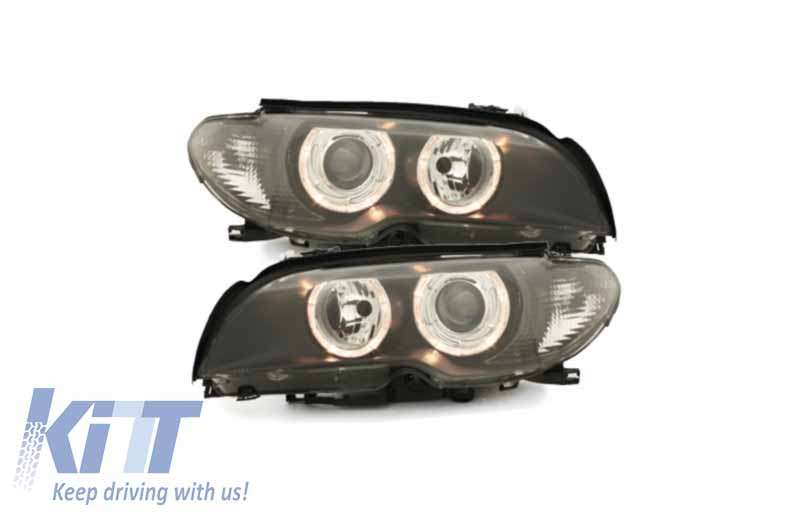 Βλησαρούλης Car Center - Headlights suitable for BMW 3 Series E46 Coupe (2003-2006) Angel Eyes 2 Halo Rims Black