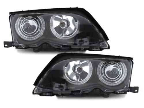 Βλησαρούλης Car Center - Headlights suitable for BMW 3 Series E46 Sedan Touring (09.2001-03.2005) 2 Halo Rims Black