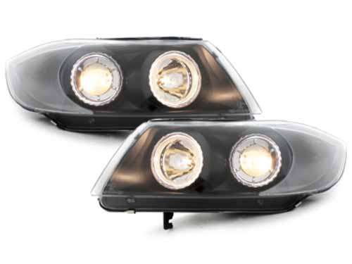 Βλησαρούλης Car Center - Headlights suitable for BMW 3 Series E90 (2005-2008) Angel Eyes 2 Halo Rims Black