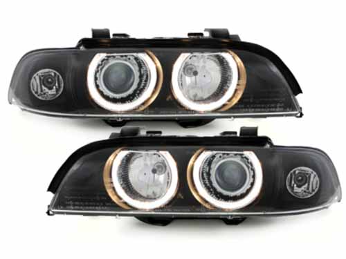 Βλησαρούλης Car Center - Headlights suitable for BMW 5 Series E39 (09.1995-06.2003) Angel Eyes Black Design